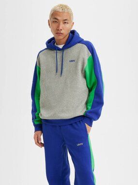 Levis Logo Hoodie Sweatshirt Colorblock Relaxed Fit Size XL